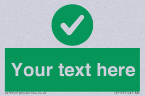 Custom green background, green circle with tick